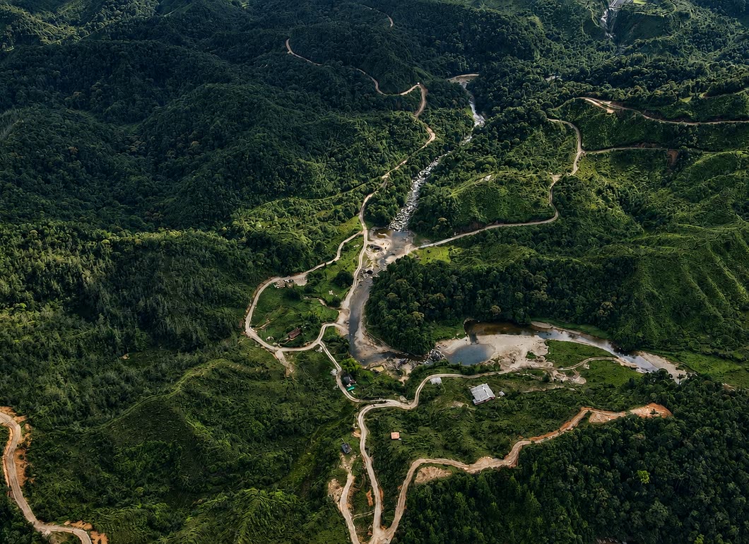 Plano de loteo de Santa Rita sobre la vista aérea del sector