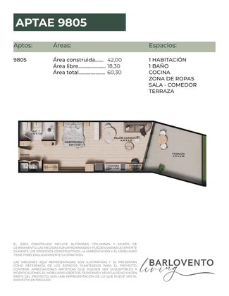 Plano de Aparta-estudio 9805: 42,00 m²