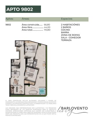 Plano de Apartamento 9802: 66,80 m²